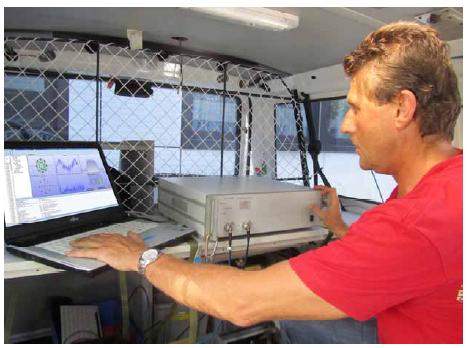 圖1:驅動測試車中的 TETRA AirAnalyzer (Aeroflex)