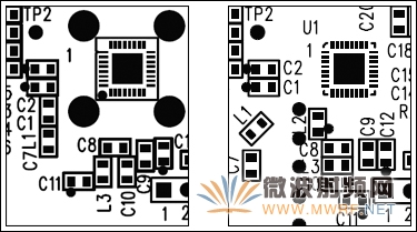 兩種不同的PCB布局，其中一種布局的元件排列方向不合理(L1和L3)，另一種的方向排列則更為合適。