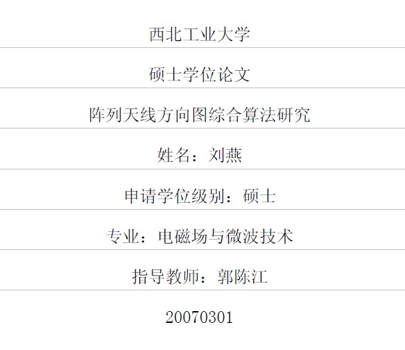 陣列天線方向圖綜合算法研究