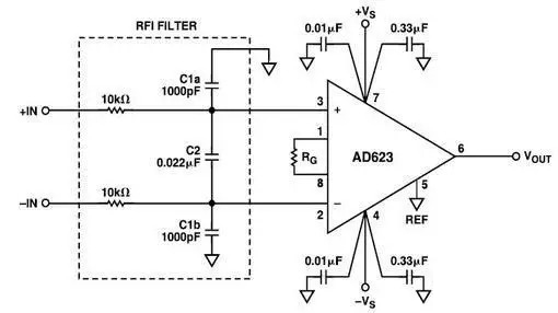 AD623射頻干擾抑制電路